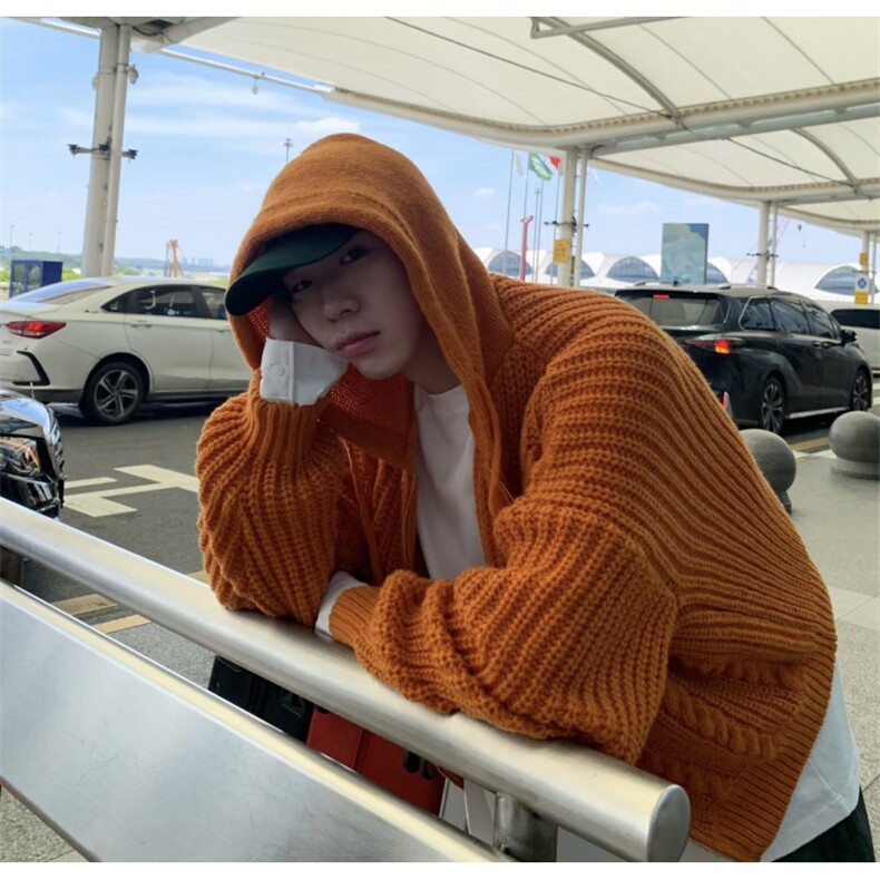 美式慵懒休闲连帽针织衫毛衣男秋冬时髦多巴胺帽衫外套NB114P65,男装针织衫/毛衣,电商D256A(原A064A)