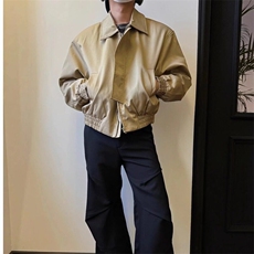 美式复古简约短款翻领夹克男春秋宽松休闲潮流外套，男装夹克，星座506A