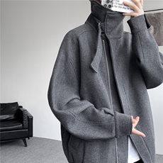 高领短款毛呢外套美式设计感呢大衣大码秋冬呢子夹克上衣LF701P98，男装夹克，电商B215