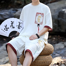 风男装夏季短袖男T恤套头五分裤套装潮流时尚，男装T恤，星座1206（原A206）