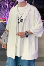 C6057/P45港风高品质波浪冰丝垂感短袖衬衣男装宽松衬衫上衣控68，男装衬衫，电商A141