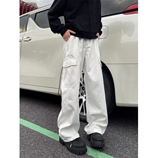 得物品质秋款男工装裤大口袋宽松直筒长裤H0031P55，男装休闲裤，星座1013-1