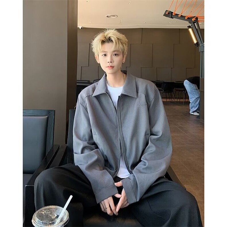 夹克男士韩版潮流宽松字母刺绣百搭帅气2024秋冬ins外套W5928-P70，男装夹克，星座412-2