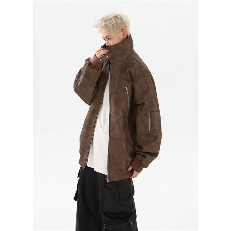 港风大码日系复古纯色麂皮绒翻领夹克男 XZ213-JK9906-P118控138图片