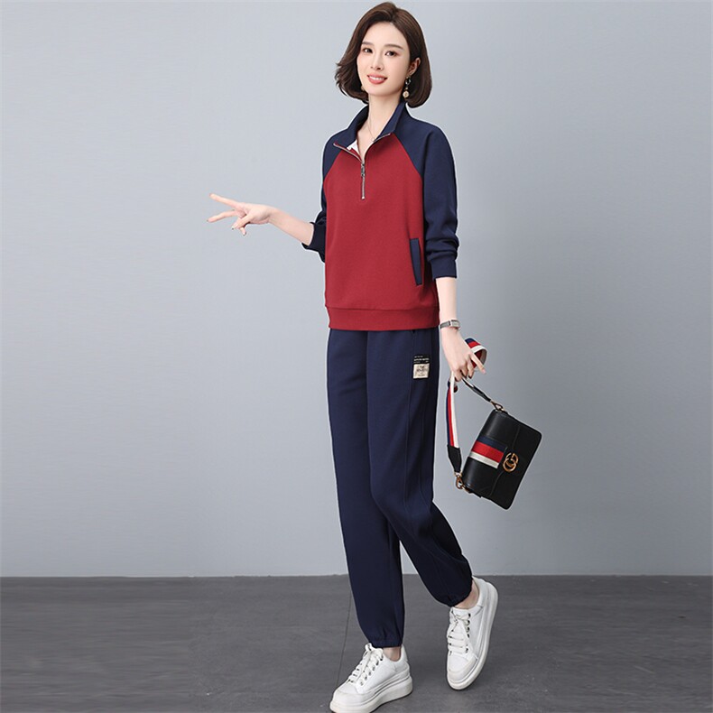2025年春季时尚休闲撞色插兜拼色套装,女装套装/套裙,依恋蒂丝