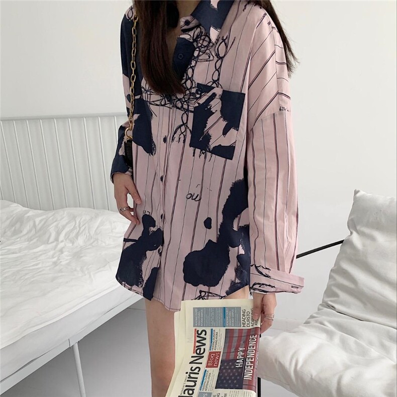 (现货)全手工印花扎染衬衫，女装衬衫，墨写