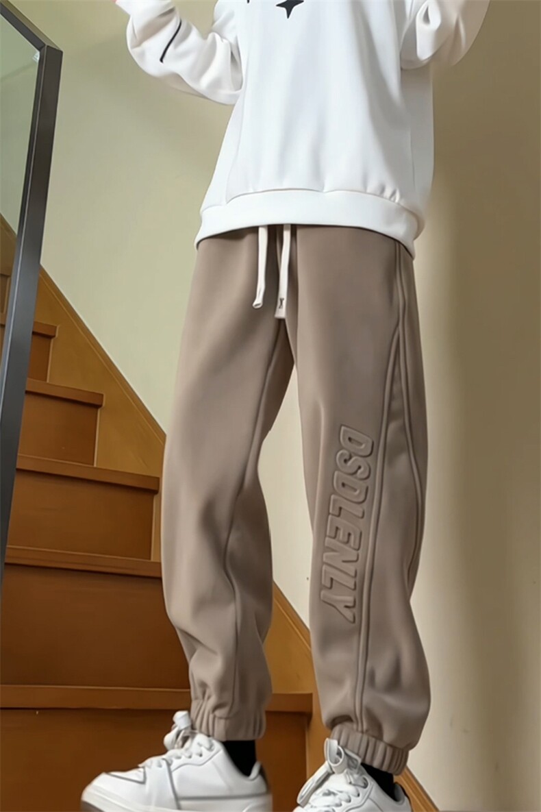 抖音品质大码男裤重磅双面奥粒绒加绒加厚束脚休闲裤M-5XL特P45,男装卫衣,电商B325