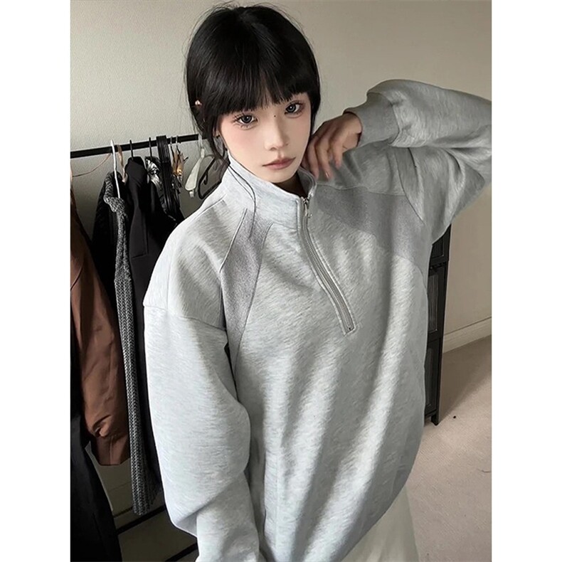 半拉链立领卫衣男款秋季外套美式螺纹拼接重磅套头衫WYX03,女装短外套,星座516A