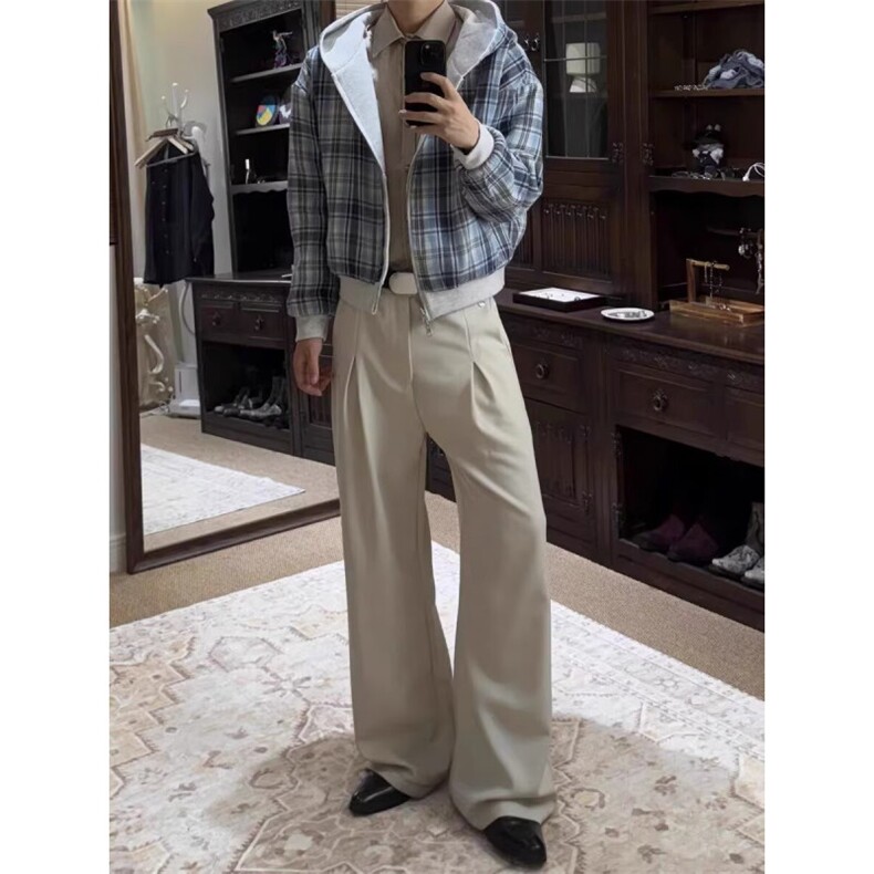 网图老钱风双面穿格纹华棉连帽开衫卫衣W1751/特P65,男装卫衣,电商B350