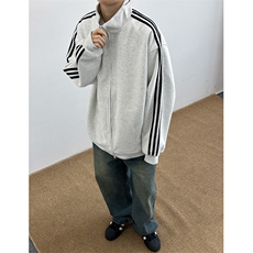 撞色三条杠开衫卫衣男宽松休闲立领夹克外套重磅运动上衣JK203，男装夹克，星座1116A（原606A-3）
