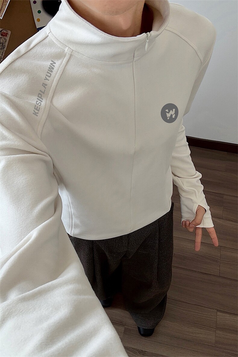保暖德绒打底衫印花半拉链上衣修身内搭t恤男DT53087-TP3058,男装T恤,电商A102