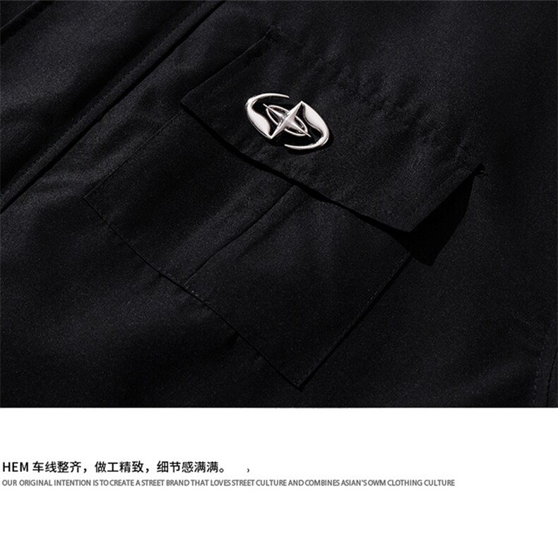白底翻领美式复古金属飞机扣可拆卸胸针夹克男JK77769P85控118,男装夹克,星座226-1
