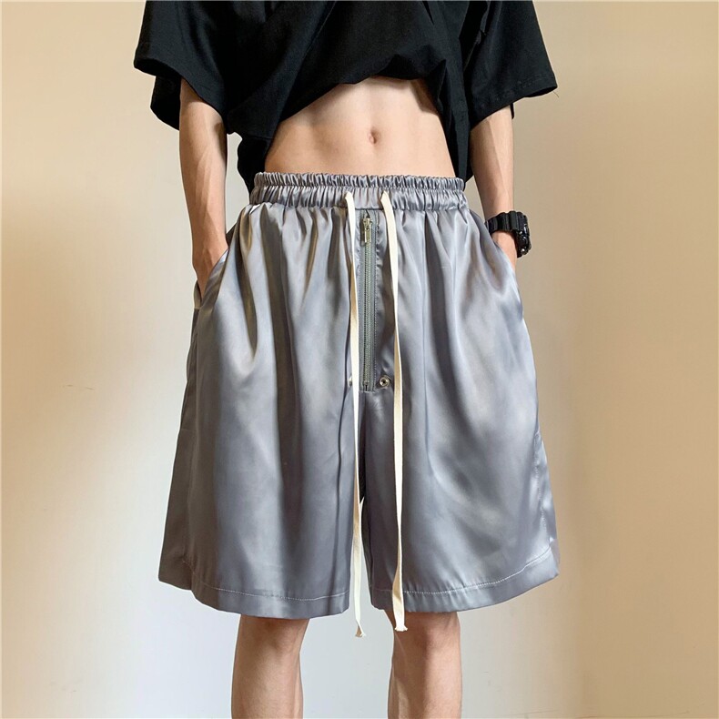垂感冰丝季短裤大码潮男运动拉链美式五分裤宽松薄款高街KZ20-P35，男装牛仔裤，星座222-7