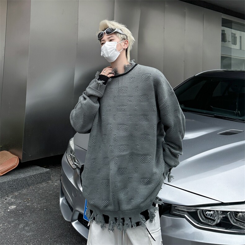 美式破洞毛衣秋冬季潮流宽松保暖打底线衣,男装针织衫/毛衣,星座410-7