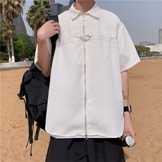 2024夏季新款短袖开衫衬衣男潮流百搭宽松半袖衬衣现货W8130-P34，男装T恤，星座512-4