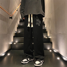 秋季新款裤子男美式高街阔腿运动长裤宽松直筒休闲裤K0302-P43，男装休闲裤，星座308B-2