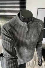 POLO衫卫衣秋季翻领卫衣鱼骨纹长袖T恤衫男装外套S507特25，男装Polo衫，电商A233-1