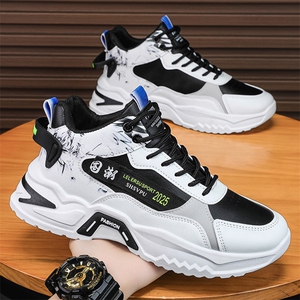 X4513-90冬季新款高帮男鞋韩版休闲运动加绒棉鞋潮鞋老爹鞋图片