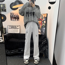 男士牛仔裤高街vibe拉链开叉痞帅潮牌直筒微喇长裤GN1607-P55，男装牛仔裤，星座1001-1