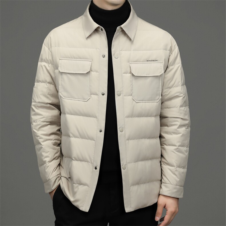 男士商务休闲羽绒服中年鹅绒加厚保暖上衣冬季新款爸爸装翻领外套图片