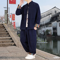 男士外套灯芯绒夹克套装盘扣立领风XZ1512-2502套装-P130，男装夹克，星座1512