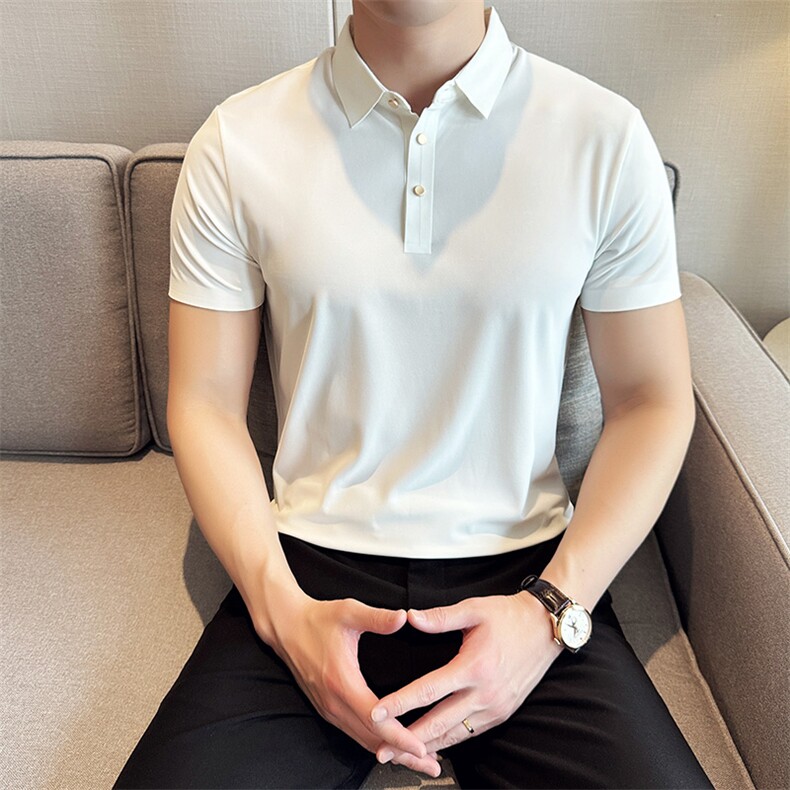 大码品质16色商务弹力无痕polo衫短袖男士冰丝翻领T恤-T0701-P60,男装T恤,电商D342