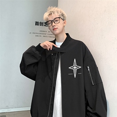 港风24新款春季时尚棒球服印花情侣夹克潮流外套F363P65控88，男装夹克，电商A247