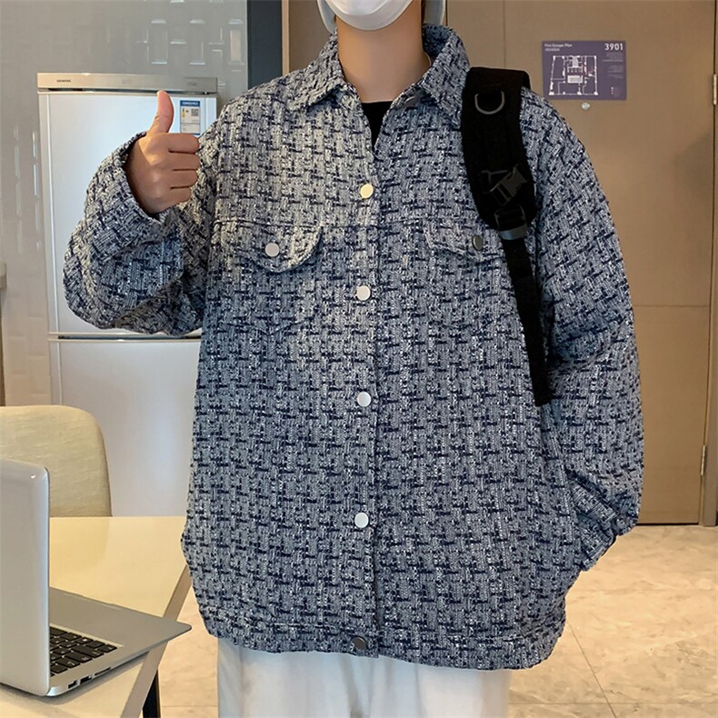 2023年男秋季新款长袖夹克外套毛呢千鸟格Z660P65,男装夹克,星座1116-2