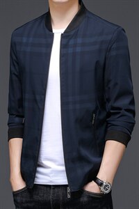 男装纯色棒球领夹克男2023秋季商务中年休闲时尚百搭外套上衣新款图片