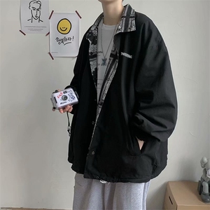 主推 2023新款秋季外套男宽松韩版ins双面穿夹克休闲上衣jk46-p60图片