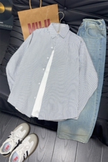 B221美式ins高街暗黑宽松条纹长袖衬衫SY2540-特P35控59，男装衬衫，电商B221