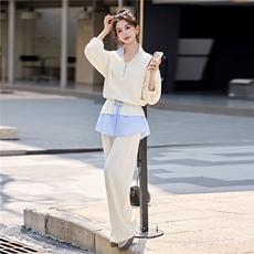 立领外套阔腿裤休闲运动套装女春季2026新款设计感气质穿搭两件套，女装套装/套裙，浙宝029