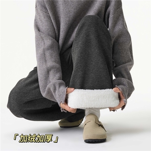 冬季新款加绒深灰色宽松直筒垂感休闲裤B315-K25897JR-特p42控78图片