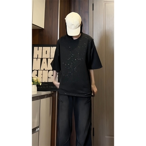量大优 供视频 300g重磅满天星短袖t恤男  xxt200-特p19图片