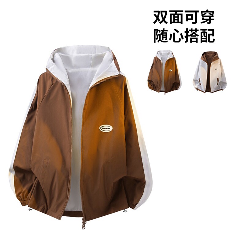 JK9012/P70春装新款两面服夹克男防水冲锋衣大码外套两面穿,男装夹克,电商A141