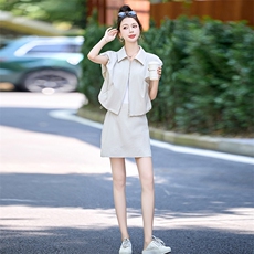 2025年夏季女装新款现货A字裙显瘦拉链套装，女装套装/套裙，奕可儿