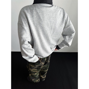 WY810-尺码M-3XL-P50-撞色衬衫领假两件cleanfit套头半拉链卫衣图片