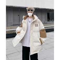 冬季美式复古保暖百搭连帽上衣潮牌拼接设计灯芯绒棉服W8064-P85，男装棉衣，星座512-4