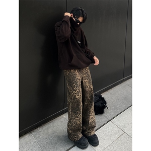 B221 美式ins高街小众个性豹纹直筒牛仔裤 LK24148-P65 控88图片