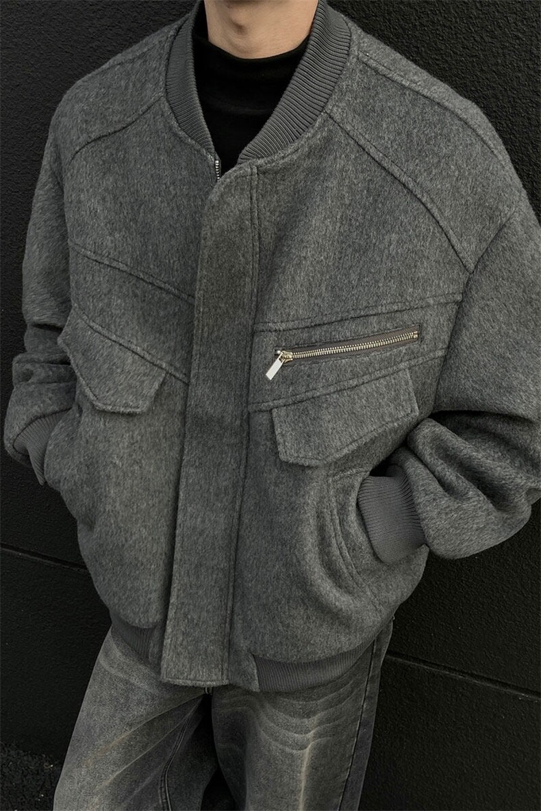 美式潮系夹棉绒毛呢外套飞行服冬季加厚棒球服棉服893P125,男装棉衣,电商A458A