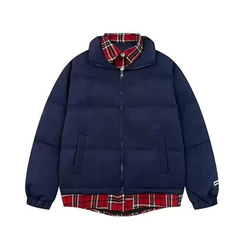 高质量【可二开压图】美式假两件格子棉服外套情侣棉衣MZ2208-P85,男装棉衣,电商B245
