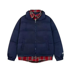 高质量【可二开压图】美式假两件格子棉服外套情侣棉衣MZ2208-P85，男装棉衣，电商B245