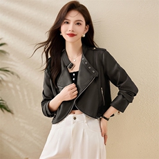 海宁皮衣女真皮绵羊皮2025年新款休闲短款高端皮夹克女士外套春秋，女装皮衣，江南女神