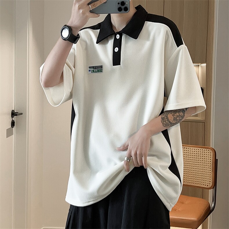 polo衫男士短袖2023夏季新款休闲宽松有翻领t恤ins潮PL014-P35,男装Polo衫,星座308B-2