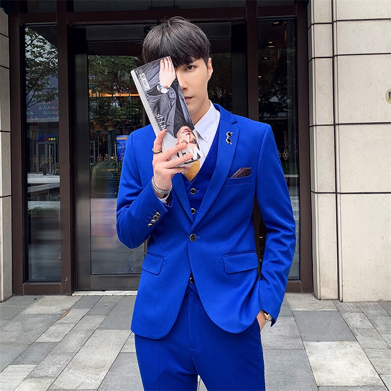 秋冬一粒扣糖果色眼睛款西服套男三件套小西装外套A470-TZ78,男装西服套装,电商A207
