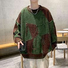 流苏设计慵懒风色块撞色毛衣针织衫MY224P53，男装针织衫/毛衣，星座1116-2