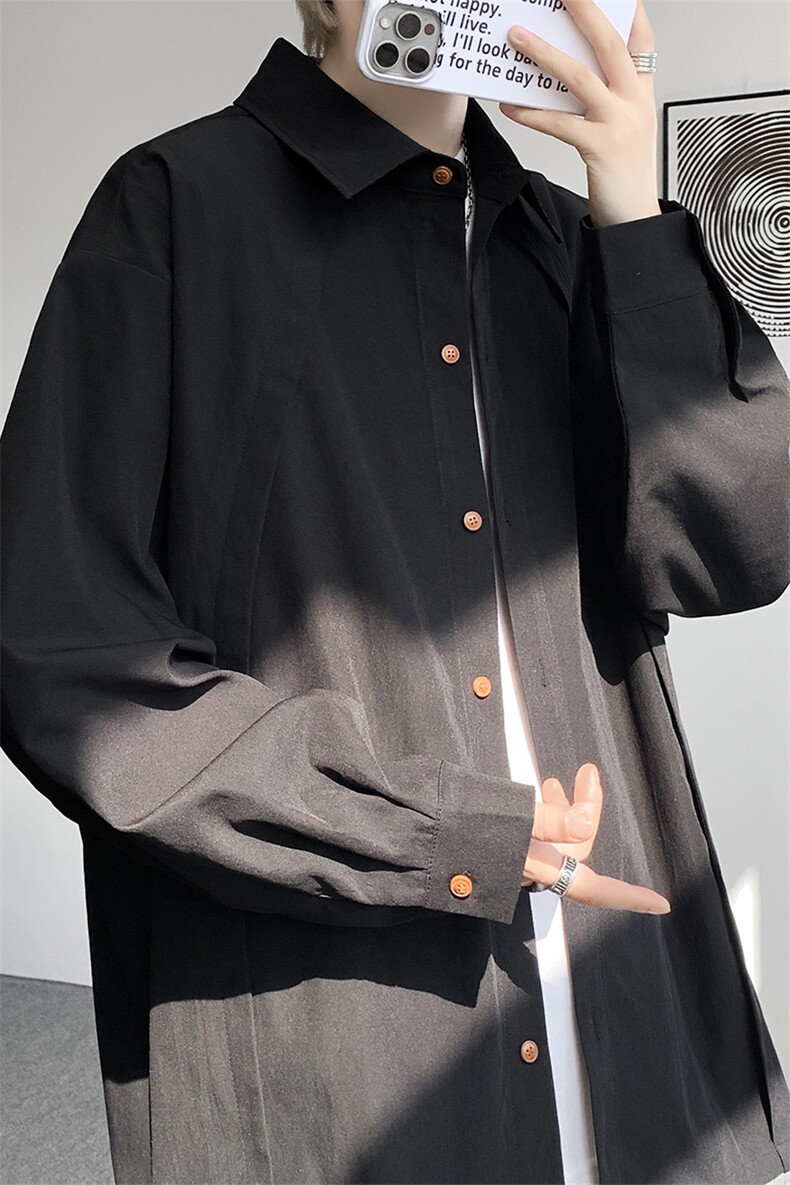 CS1159-特P33控58秋季潮流大码拼接高级感痞帅衬衫宽松外套男,男装衬衫,电商A059