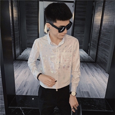 5秋季长袖衬衫社会精神小伙亮色发型师潮男衬衣C301B-CS33，男装衬衫，电商C301B