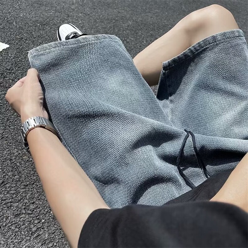 小众设计感星空纹牛仔短裤男女夏季痞帅高级感潮流休闲五分半截裤,男装牛仔裤,星座601-2