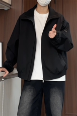 JK5018/P65春装新款纯色个性短款设计立领飞行员夹克男潮流外套，男装夹克，电商A141